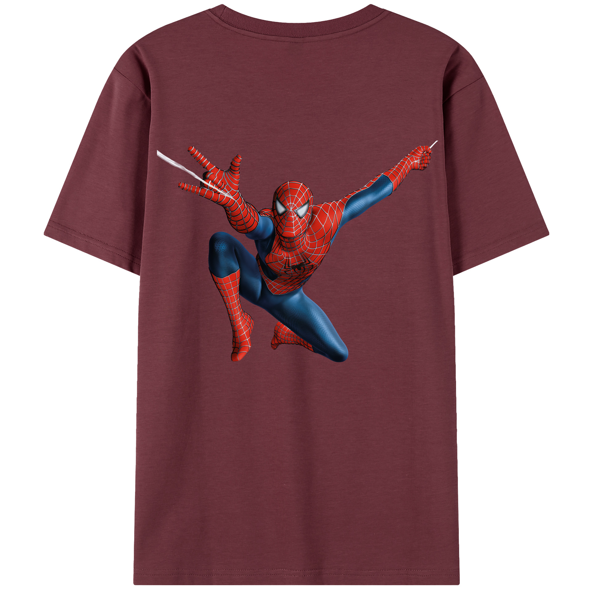 （画像用） Spider Man スパイダーマン 綿100％半袖Tシャツ（背面プリント）